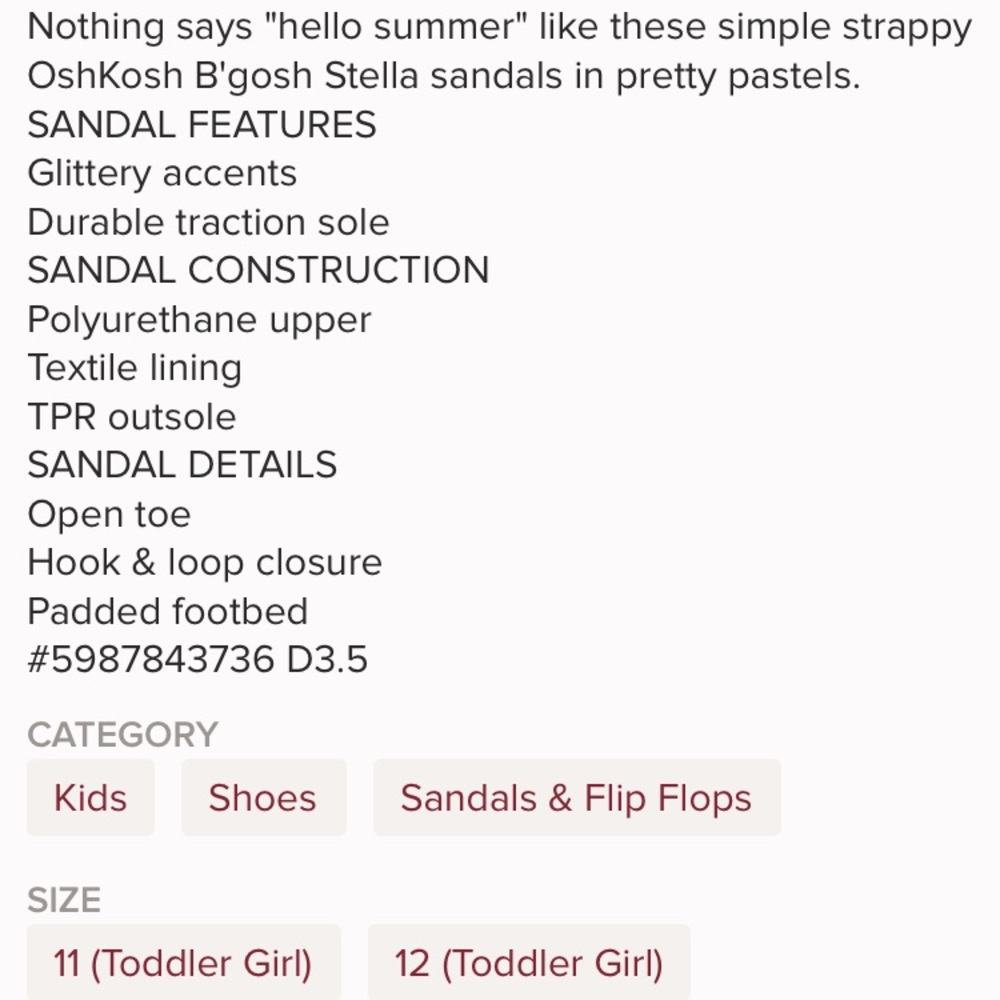 OshKosh B'gosh Stella Girls' Sandals - Picture 4 of 5